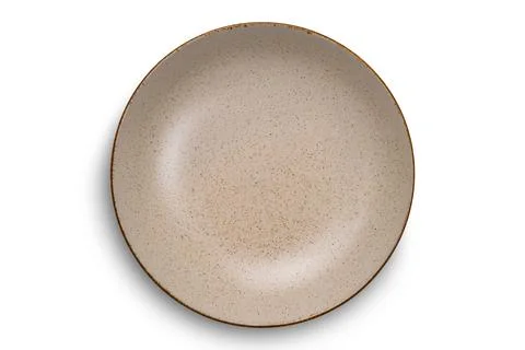 Top view of empty spotted brown ceramic bowl with dark edge Stock Photos