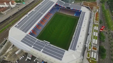 Top view of the empty St. Jakob-Park Stadium,Basel Stock Footage 120967296
