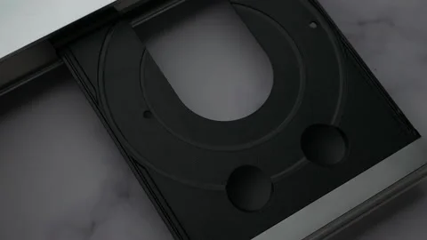 Top View Empty Tray DVD Disc, Eject And Insert From DVD-player. Loading And Unlo 스톡 동영상 135464006