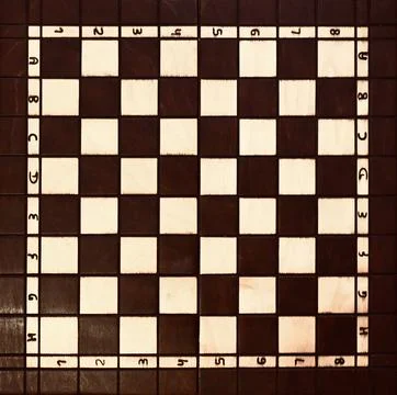 Top View Empty Wooden Chessboard Grid with Algebraic Notation Numbers and L.. Stock Photos