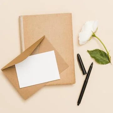 Top view envelope flower book. High quality and resolution beautiful photo Stock Photos