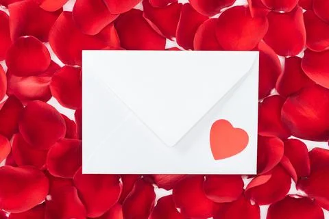 Top view envelope heart red Stock Photos
