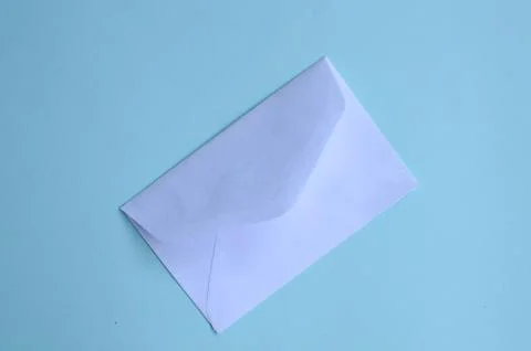 Top view of envelopes on a blue background, design Stock Photos