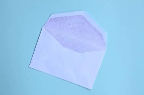 Top view of envelopes on a blue background, design Stock Photos