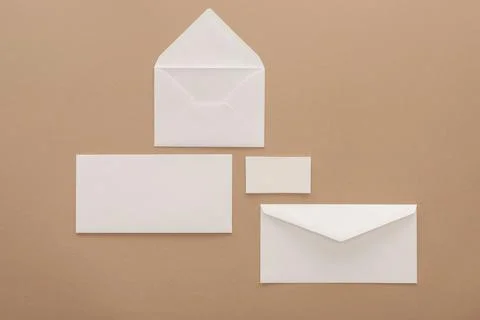 Top view envelopes cards sheet Stock Photos