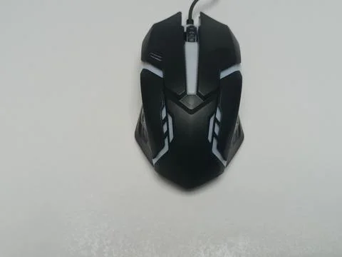 Top View of Ergonomic Black Wired Computer Gaming Mouse Stock Photos