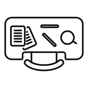 Top view ergonomic workplace icon outline vector. Office table Stock Illustration