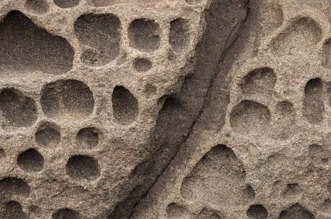 Top view of erosive pattern and texture in 'Yachat's Basalt' on the Oregon .. Stock Photos