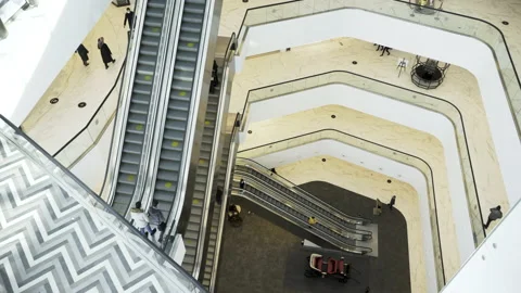 Top view of the escalators Stock Footage 166691135