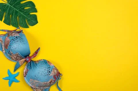 Top view of essential modern young lady or girl on vacations.Woman's summer h Stock Photos
