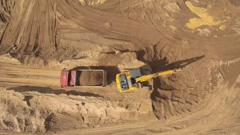 Top view of Excavator working on construction site Stock Footage 75240237