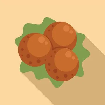 Top view falafel icon flat vector. Cooking food Stock Illustration