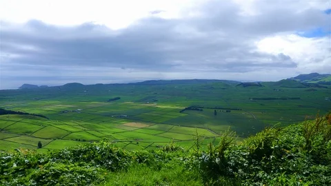 Top view of farm fields in the Terceira island in Azores Stock Footage 116561867