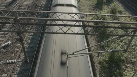 Top view of a fast moving train Stock-Footage 136413574
