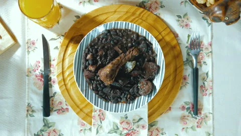 Top view of feijoada plate Stock Footage 163945372