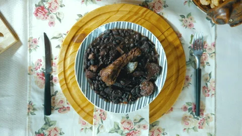 Top view of feijoada plate Stock Footage 163945405