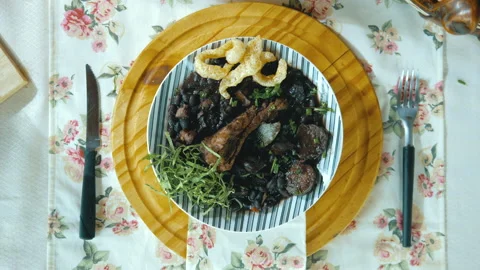 Top view of feijoada plate Stock Footage 163945460