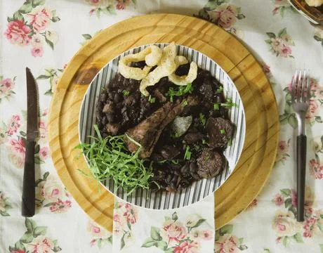 Top view of feijoada plate Stock Photos