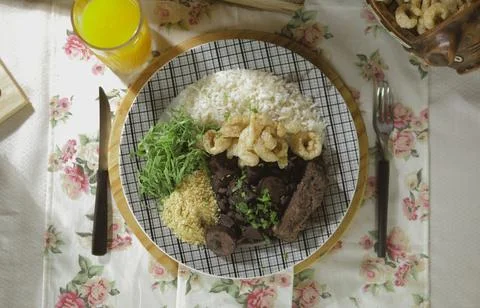 Top view of feijoada plate Stock Photos
