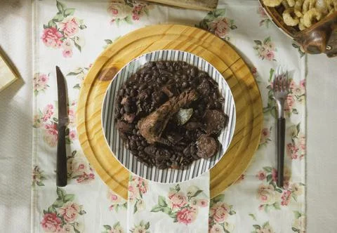 Top view of feijoada plate Stock Photos