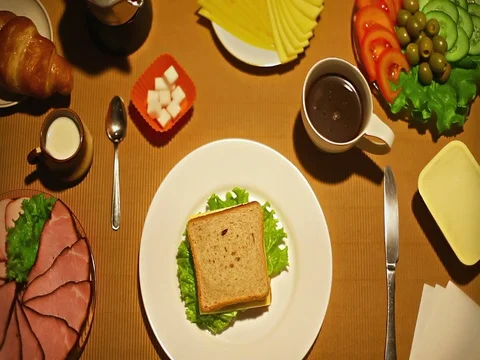 Top view female hand adding milk into black coffee cup at breaksfast Stock Footage 73256319