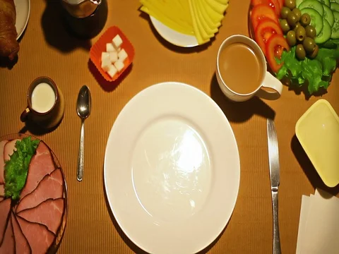 Top view female hands making small open faced sanwiches Stock Footage 73257418
