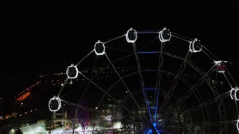 Top view ferris wheel amusement park winter Stock Footage 167912247