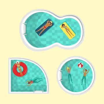 Top view figure eight, round, angle shaped pools Stock Illustration