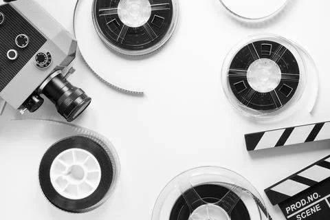 Top view film elements white background Stock Illustration