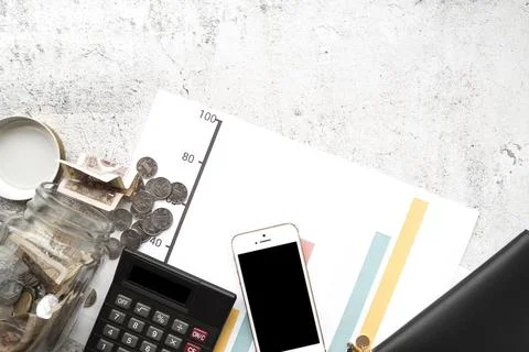 Top view finance elements Stock Photos