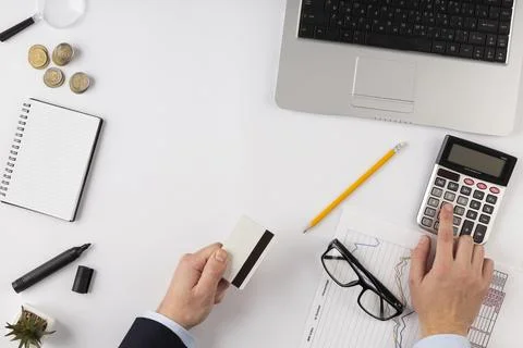 Top view finances elements composition Stock Photos