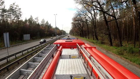 Top view of a fire truck on the road Stock Footage 283061605