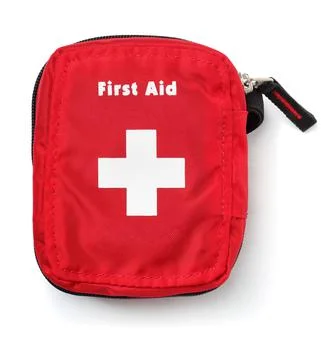 Top view of first aid kit bag Stock Photos