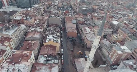 Top view first snow in istanbul street 스톡 동영상 101249272