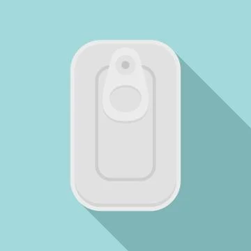 Top view fish can icon, flat style Ilustração Stock