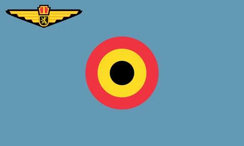 Top view of flag Air Force Ensign , Belgium. Belgian travel and patriot conce Illustrazione stock