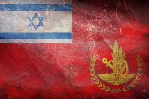 Top view of flag IDF Chief of Staff, Israel. retro flag with grunge texture.  Stock Illustration