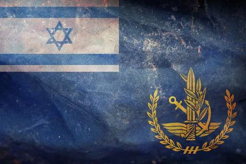 Top view of flag IDF Chief of Staff at Sea, Israel. retro flag with grunge te Stock Illustration
