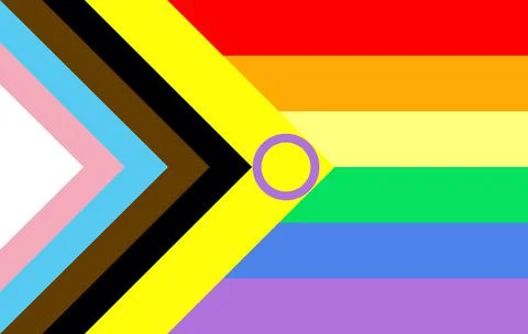 Top view of flag of Inter Progress Pride, no flagpole. Plane design, layout.  Stock Illustration