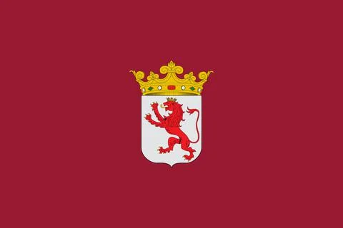 Top view of flag Leon, Spain. Spanish travel and patriot concept. no flagpole Stock Illustration