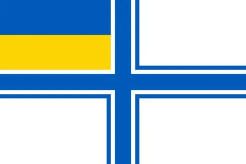 Top view of flag Naval Ensign, Ukraine. Ukrainian travel and patriot concept. Stock Illustration