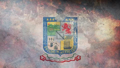 Top view of flag Nuevo Leon, Mexico. retro flag with grunge texture. United M Stock Illustration