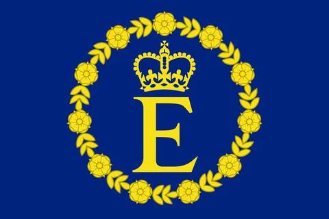 Top view of flag of Personal Queen Elizabeth II . flag of united kingdom of g Stock Illustration