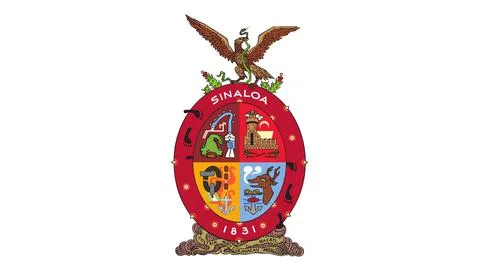 Top view of flag Sinaloa, Mexico. United Mexican States  travel and patriot c Stock Illustration