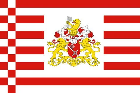 Top view of flag of State Bremen . Federal Republic of Germany. no flagpole.  Stock Illustration