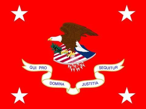 Top view of flag of United States Solicitor General, no flagpole. Plane desig Ilustración de archivo
