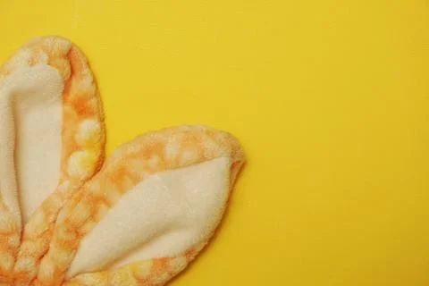 Top view flat lay Easter bunny rabbit ears symbol happy easter holiday backgr Stock Photos