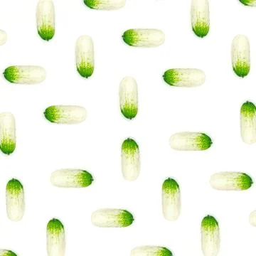 Top view of a flat lay over cucumbers with a geometric pattern on a white bac Stock Photos