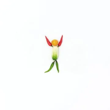 Top view of a flat lay over abstract background of a joyful man who is laid o Stock Photos