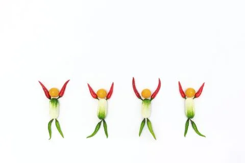 Top view of a flat lay over abstract background of joyful people who are laid Stock Photos